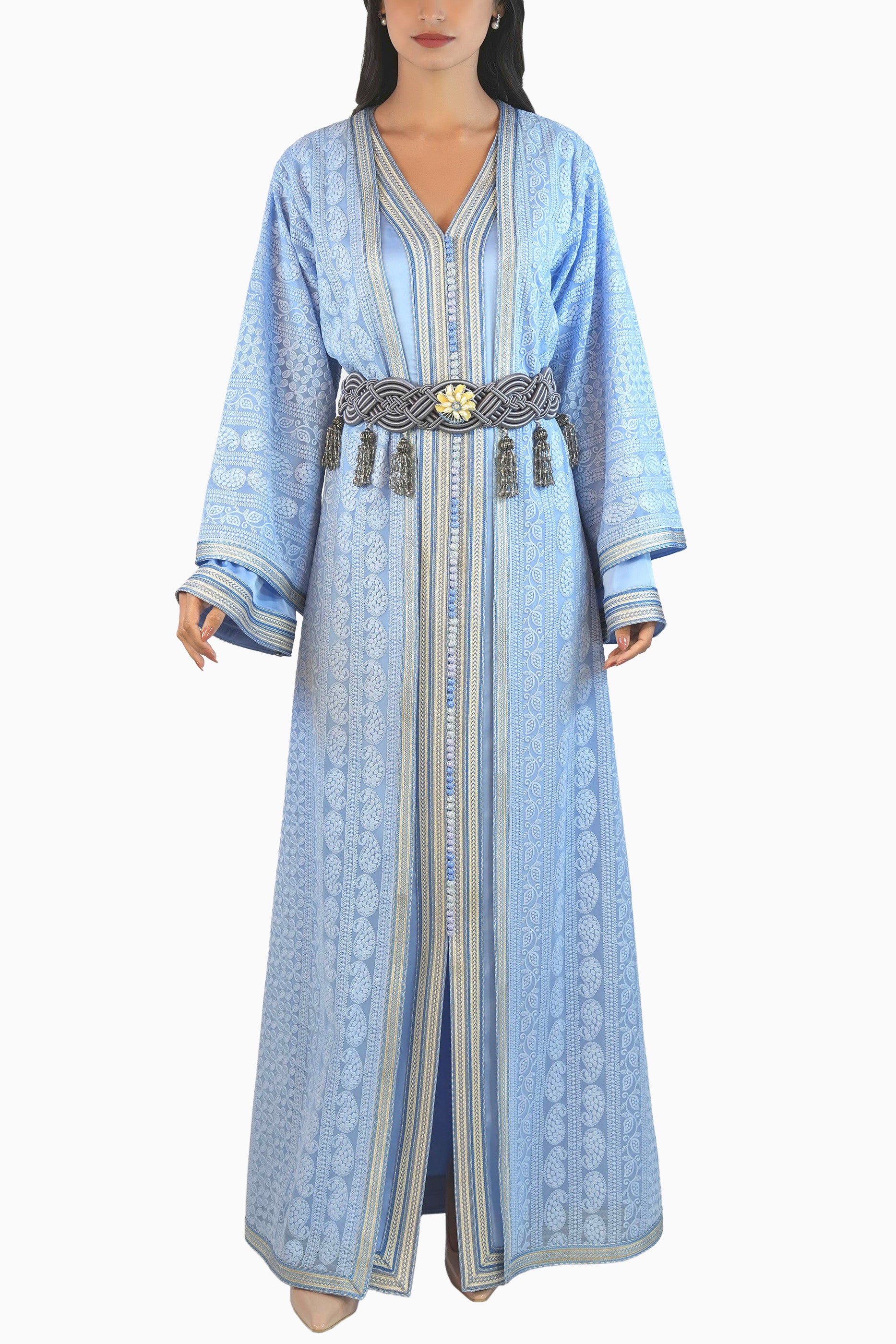 Ritaj Sky - Embellished Moroccan Inspired Kaftan Dress Set
