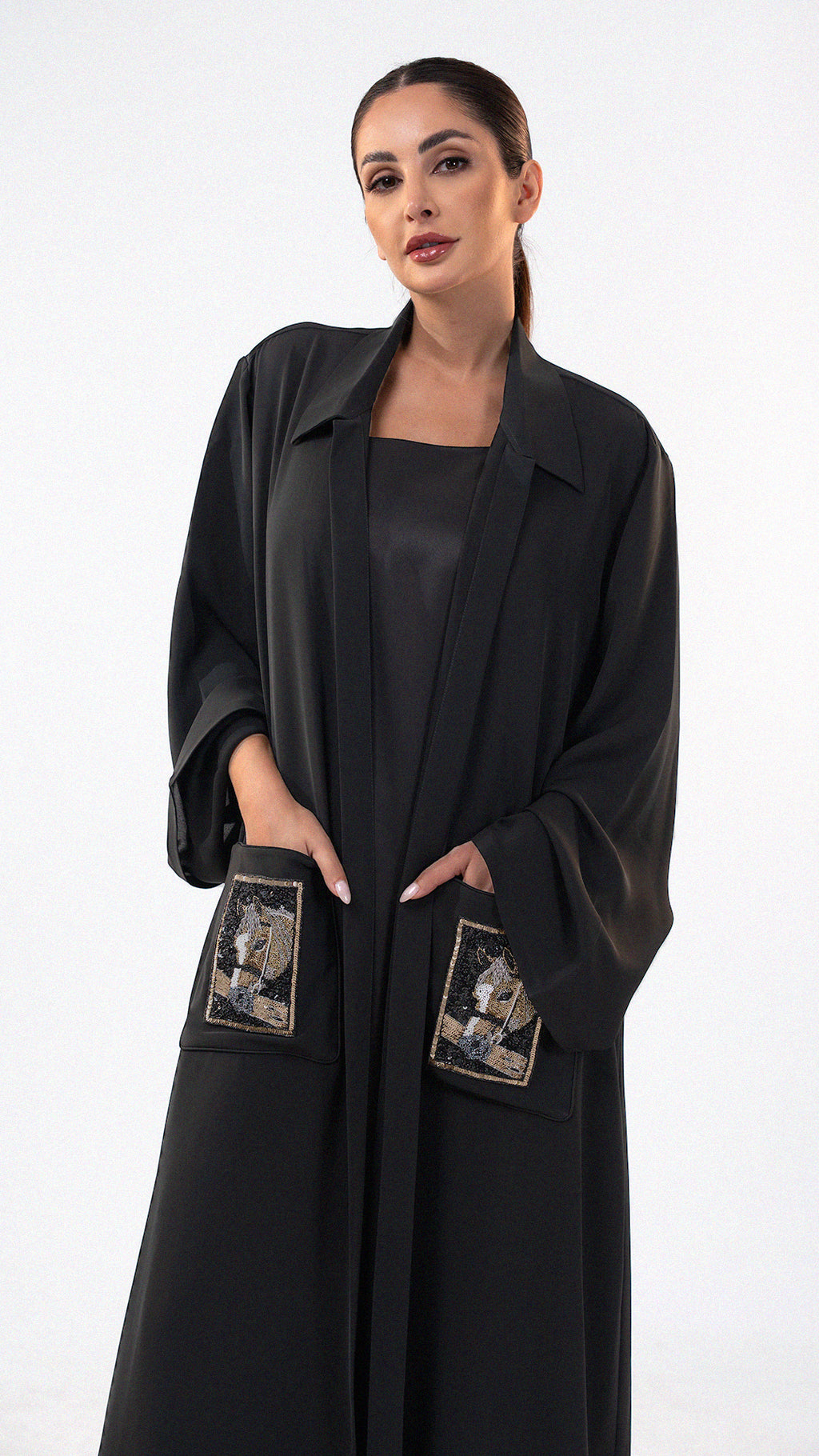 Mare Tar - Black Crepe with Handmade Embroidery Abaya
