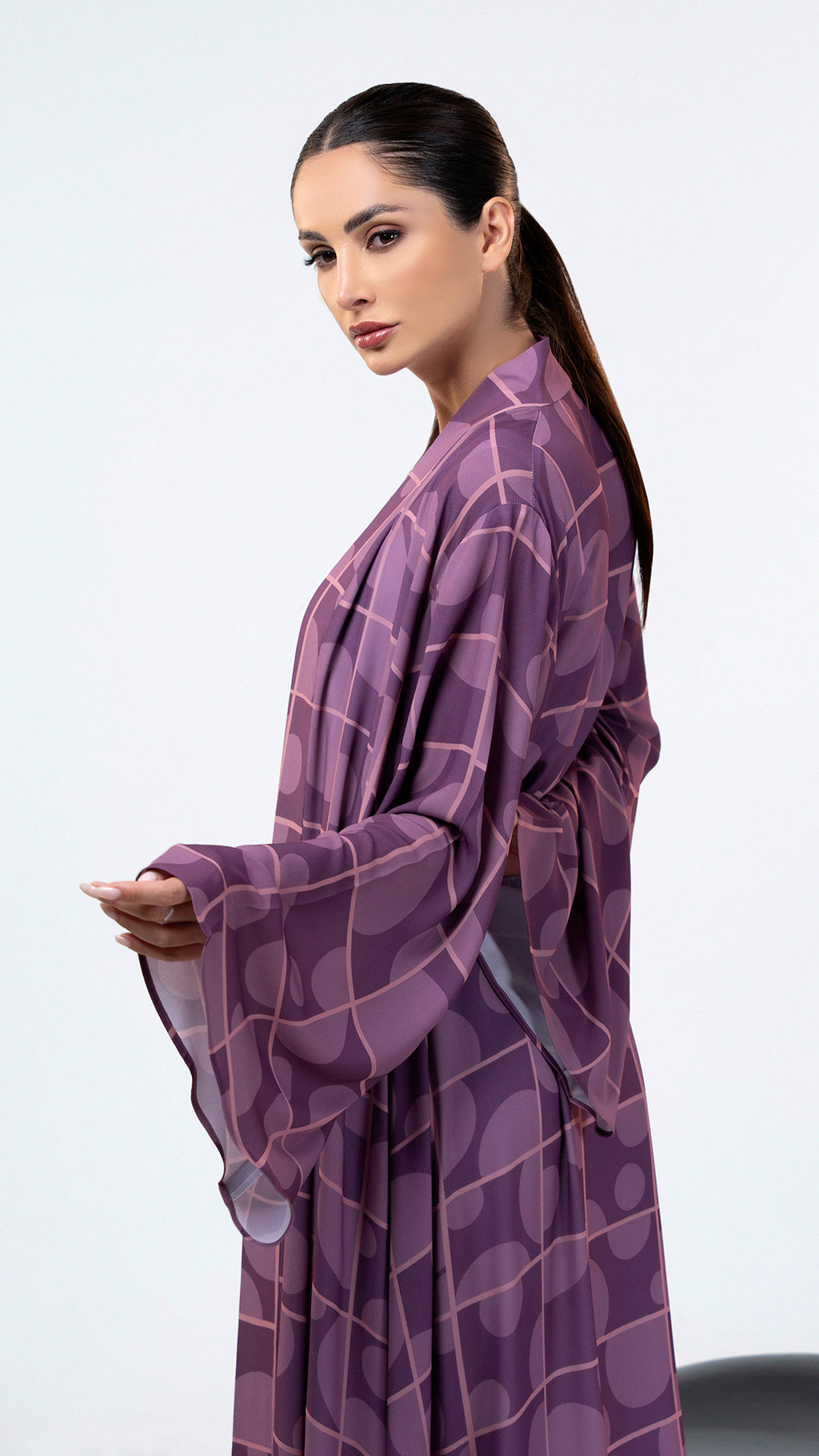 Orb Plum - Geometric Printed Abaya