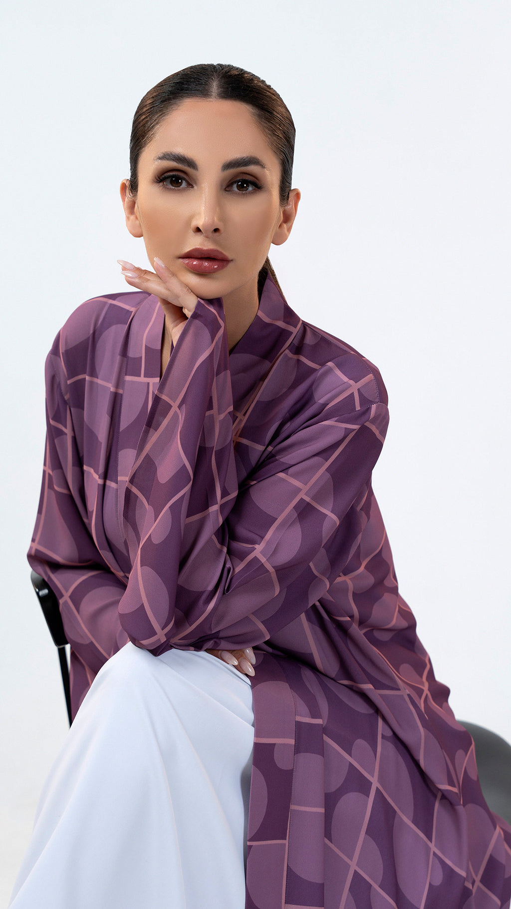 Orb Plum - Geometric Printed Abaya