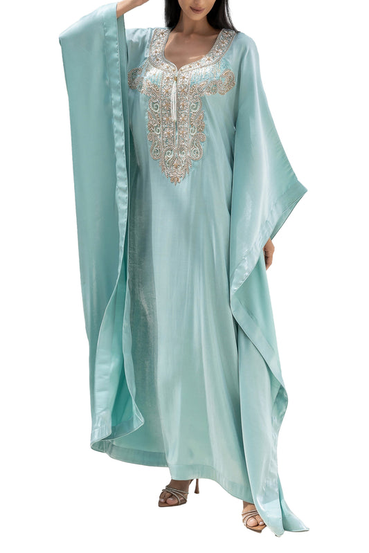 Anath Sky Dress Kaftan in Silk