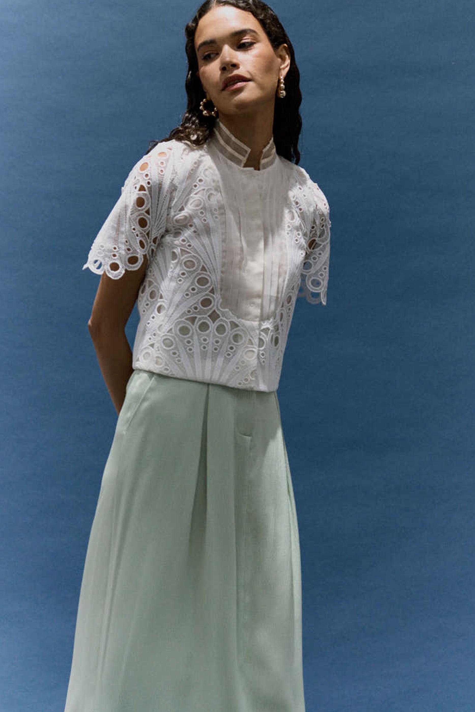 Pion Olive Skirt in Silk