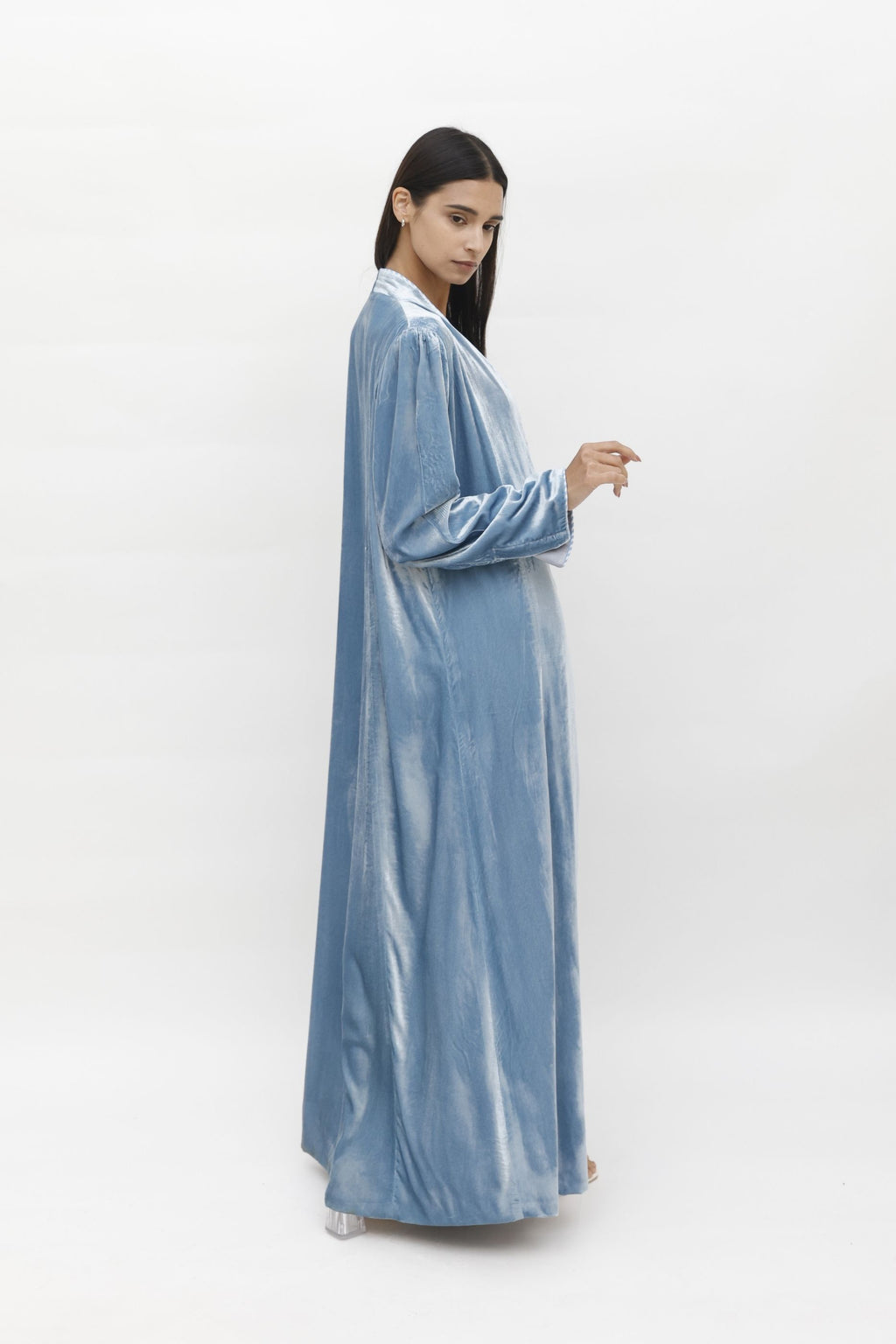 Ruwad Sky - Plain Velvet Minimalist Abaya Set