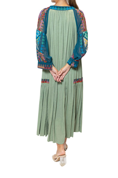 Calypso Mint Midi Dress in Linen