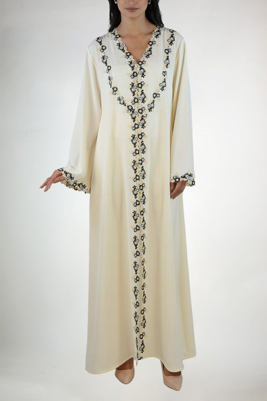 Sabah Creamy Abaya Set