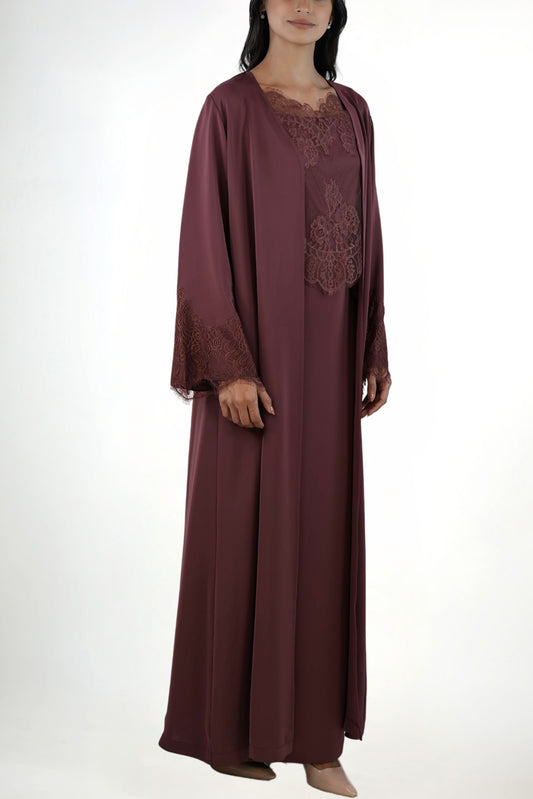Shaden Maroon Abaya Set