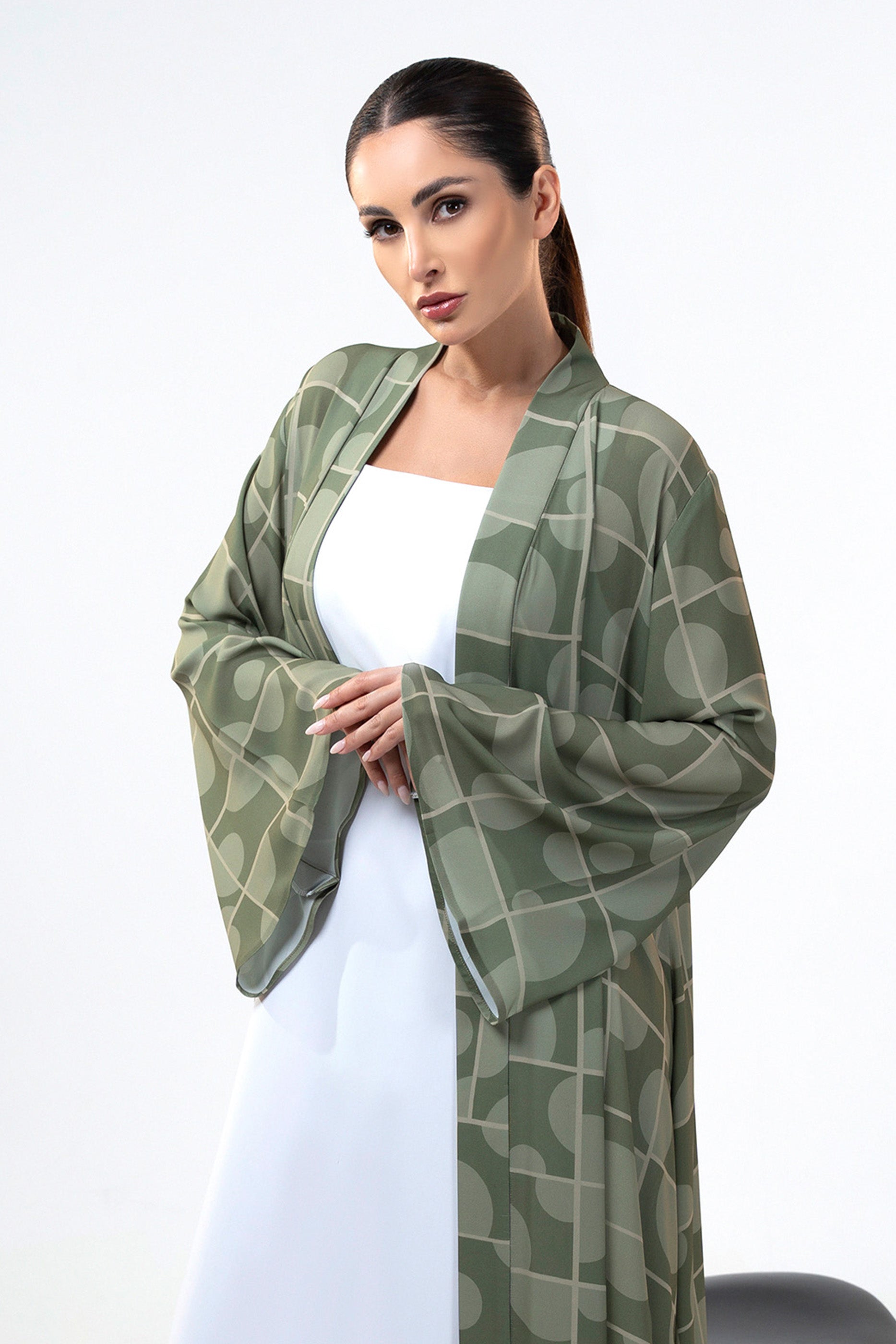 Orb Plum Printed Abaya