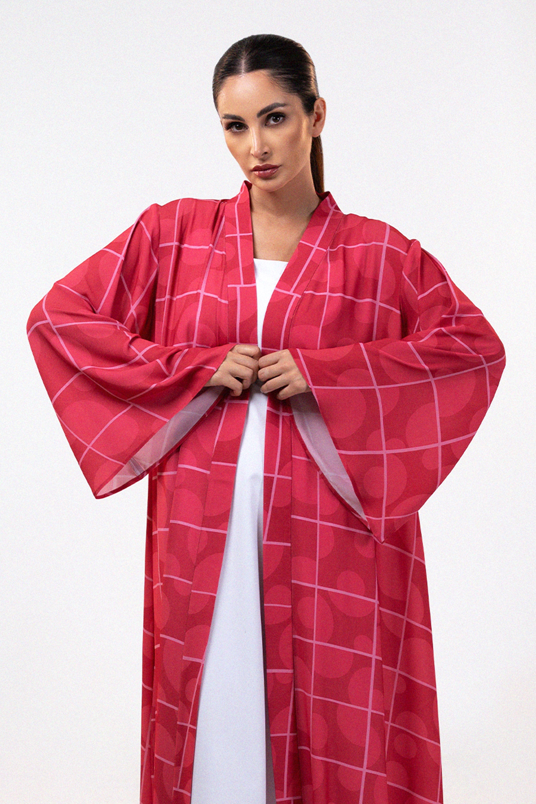 Orb Plum Printed Abaya