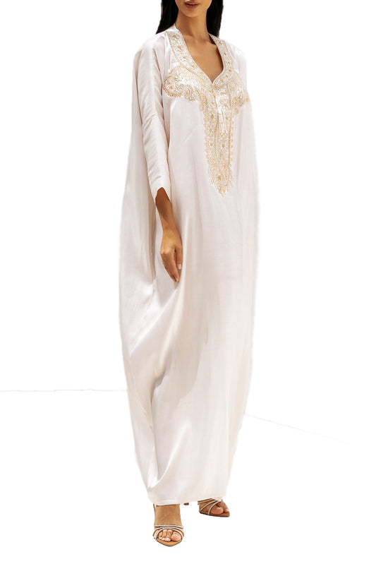 Anath Sand Dress Kaftan in Silk