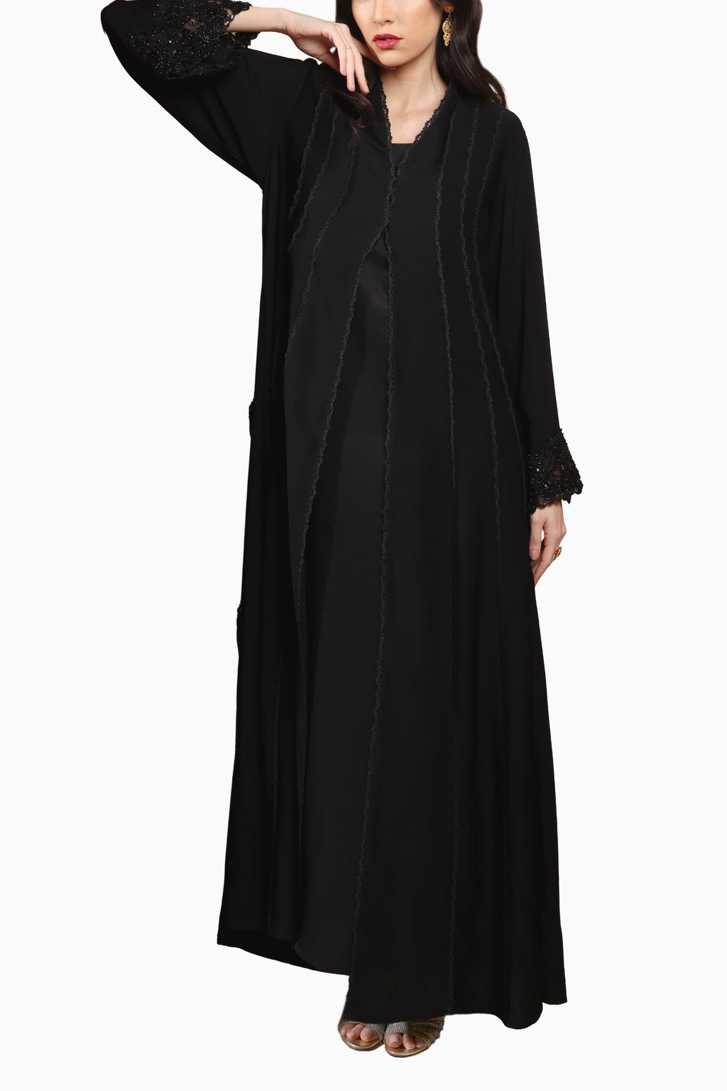 Aya Line - Nada Fabric with Lace Sleeves Abaya