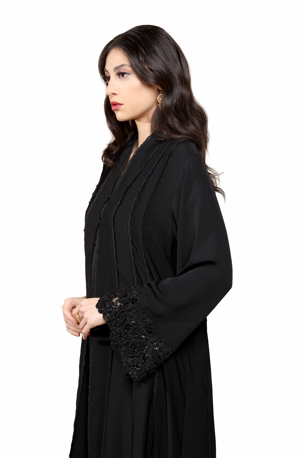 Aya Line - Nada Fabric with Lace Sleeves Abaya