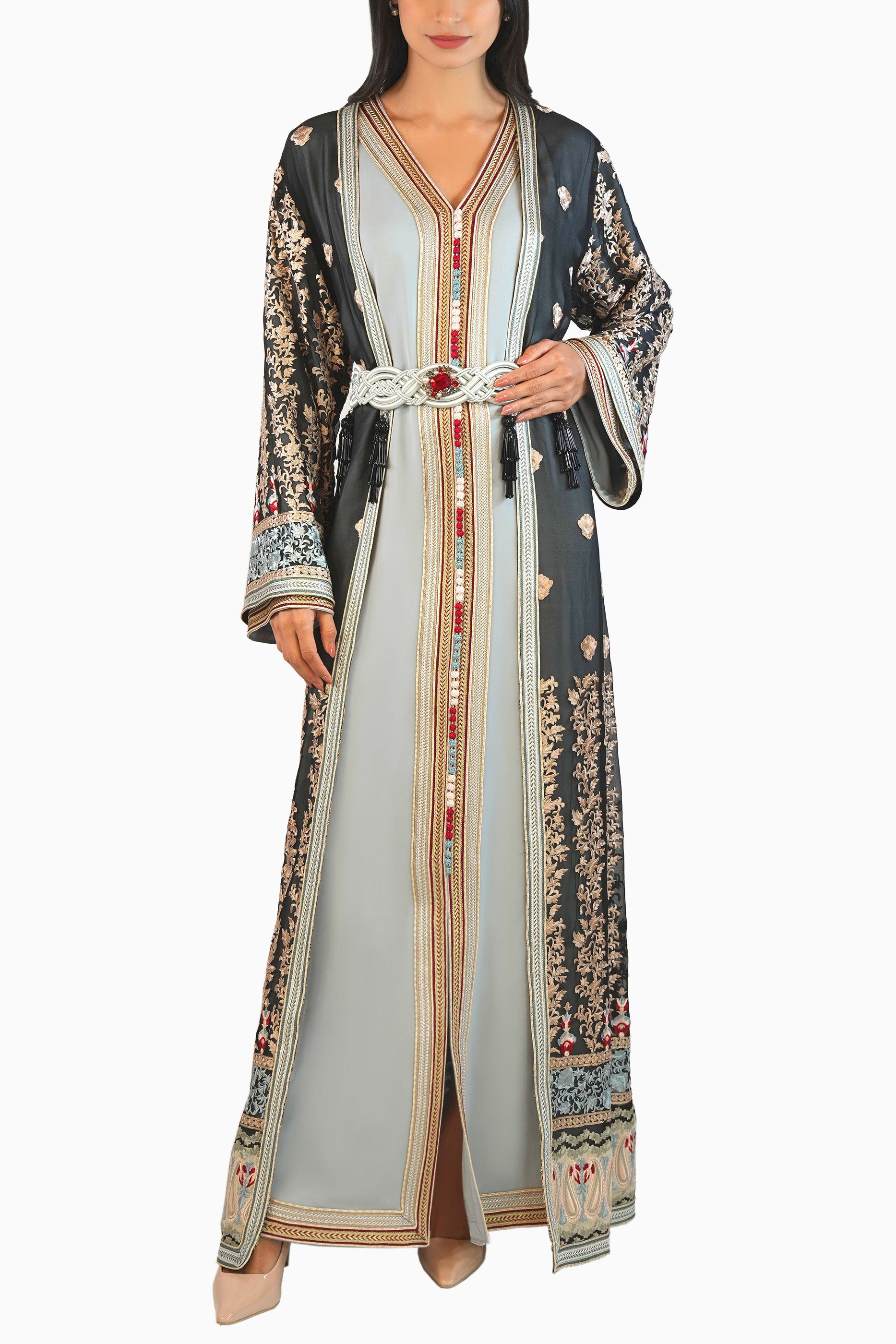Aziza - Embellished Moroccan Inspired Kaftan Dress Set
