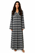 Bahiya Neutral – Tailored Chevron Lace Abaya