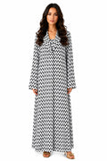Bahiya White – Tailored Chevron Lace Abaya