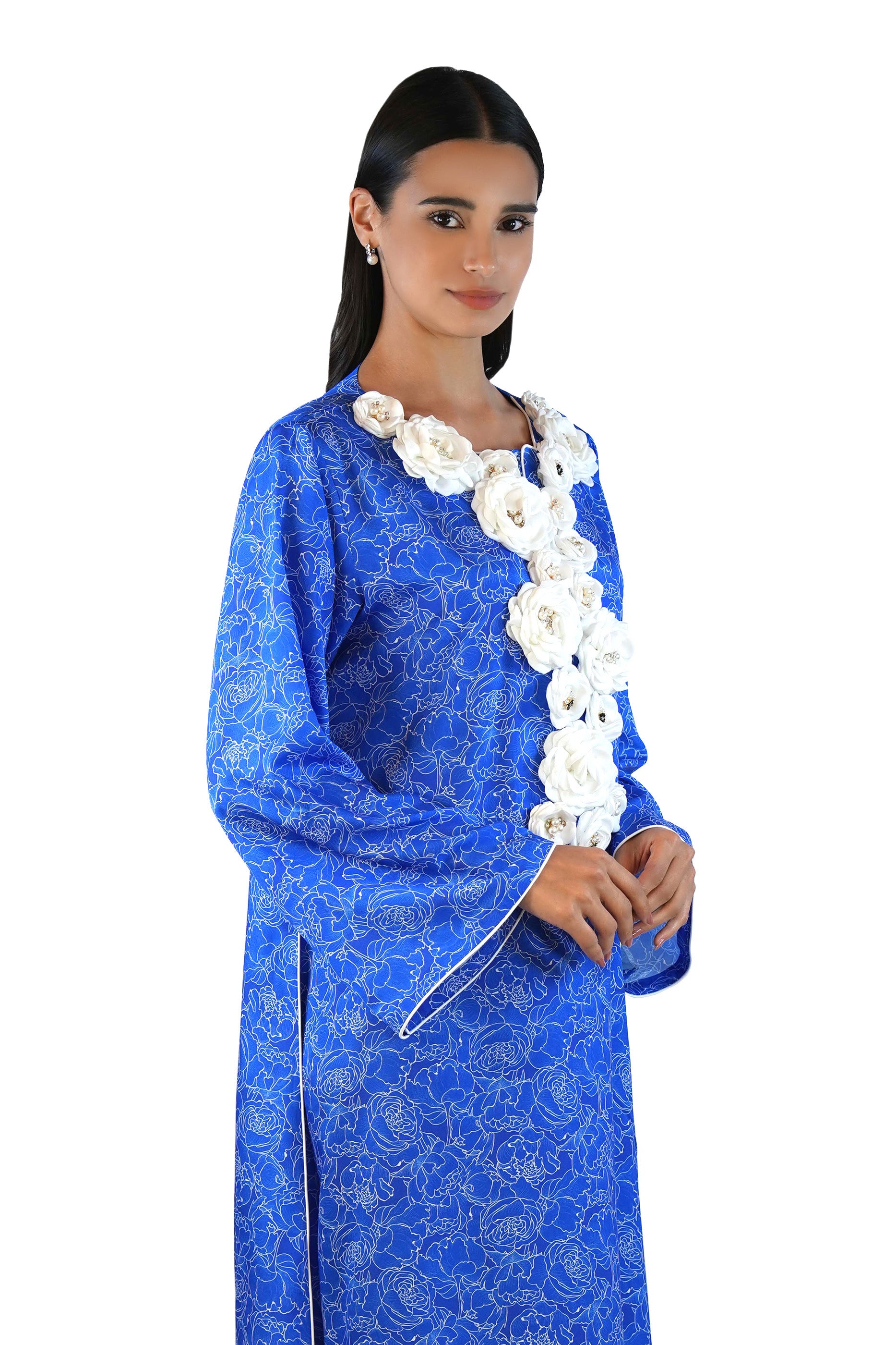 Camilia Sky - Printed Floral Kaftan Dress