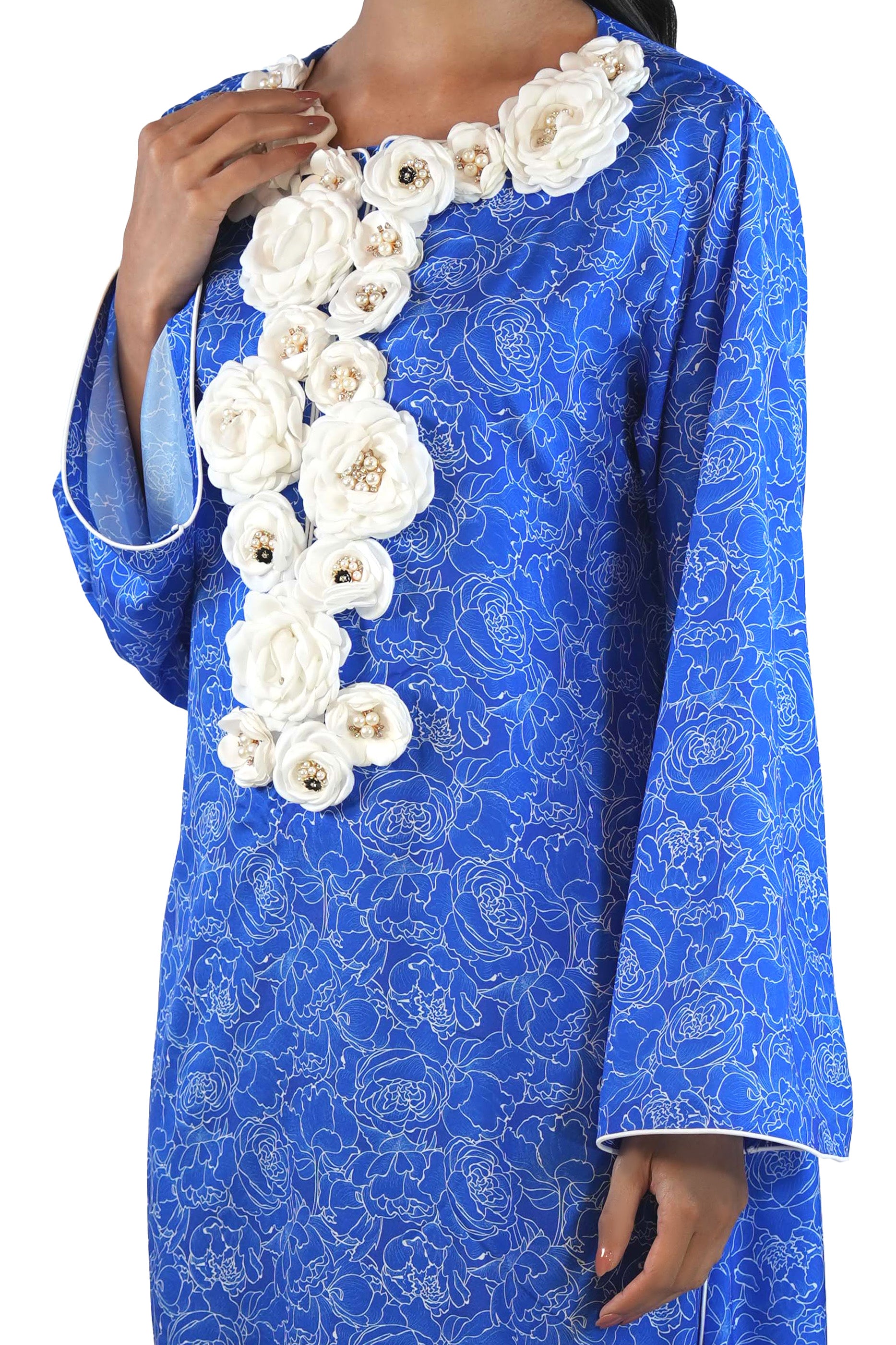 Camilia Sky - Printed Floral Kaftan Dress