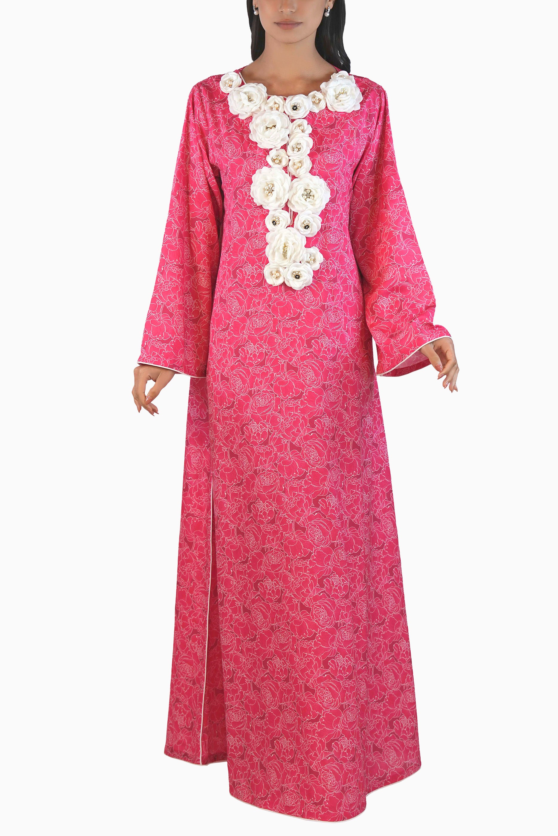 Camilia Blush - Printed Floral Kaftan Dress