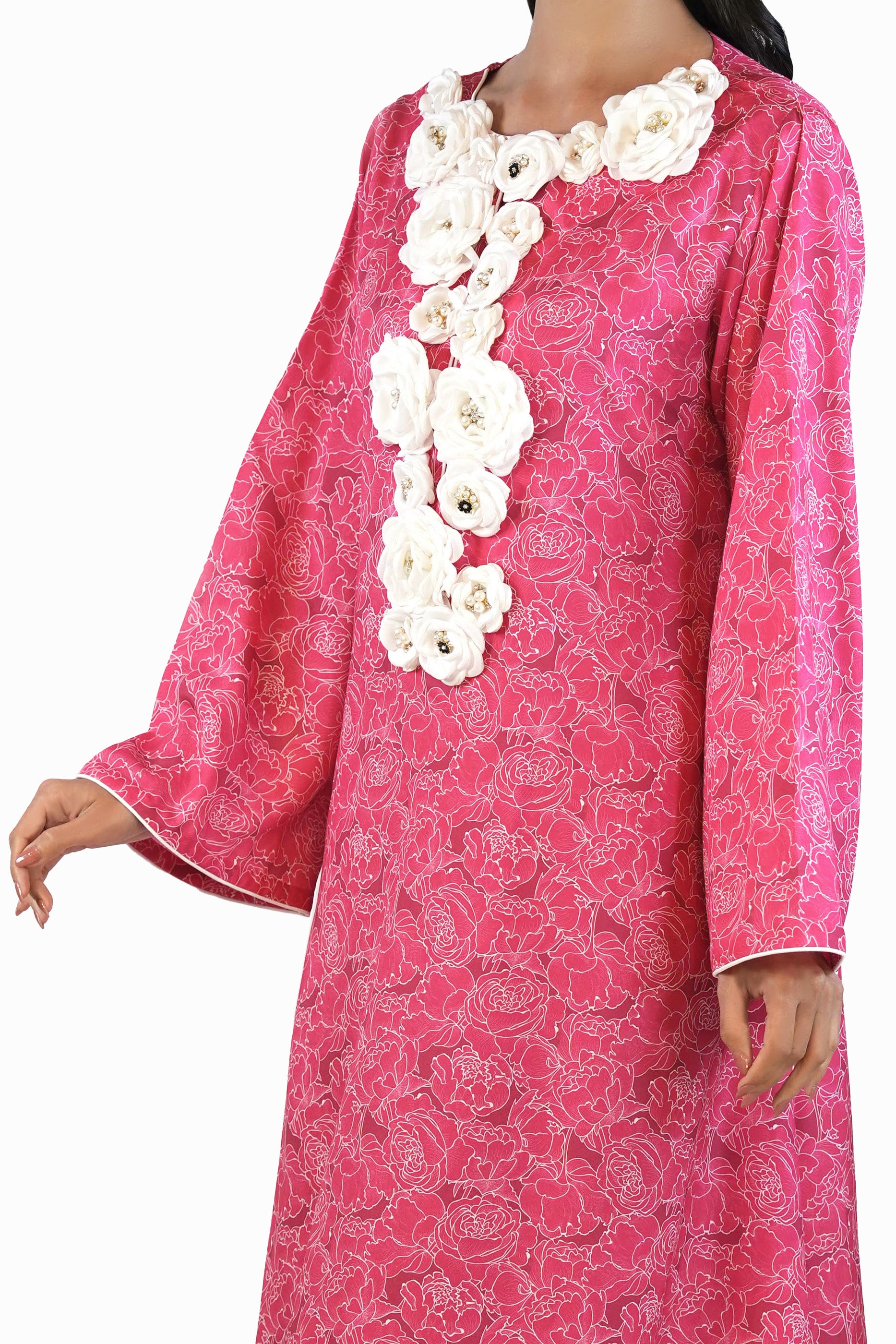 Camilia Blush - Printed Floral Kaftan Dress