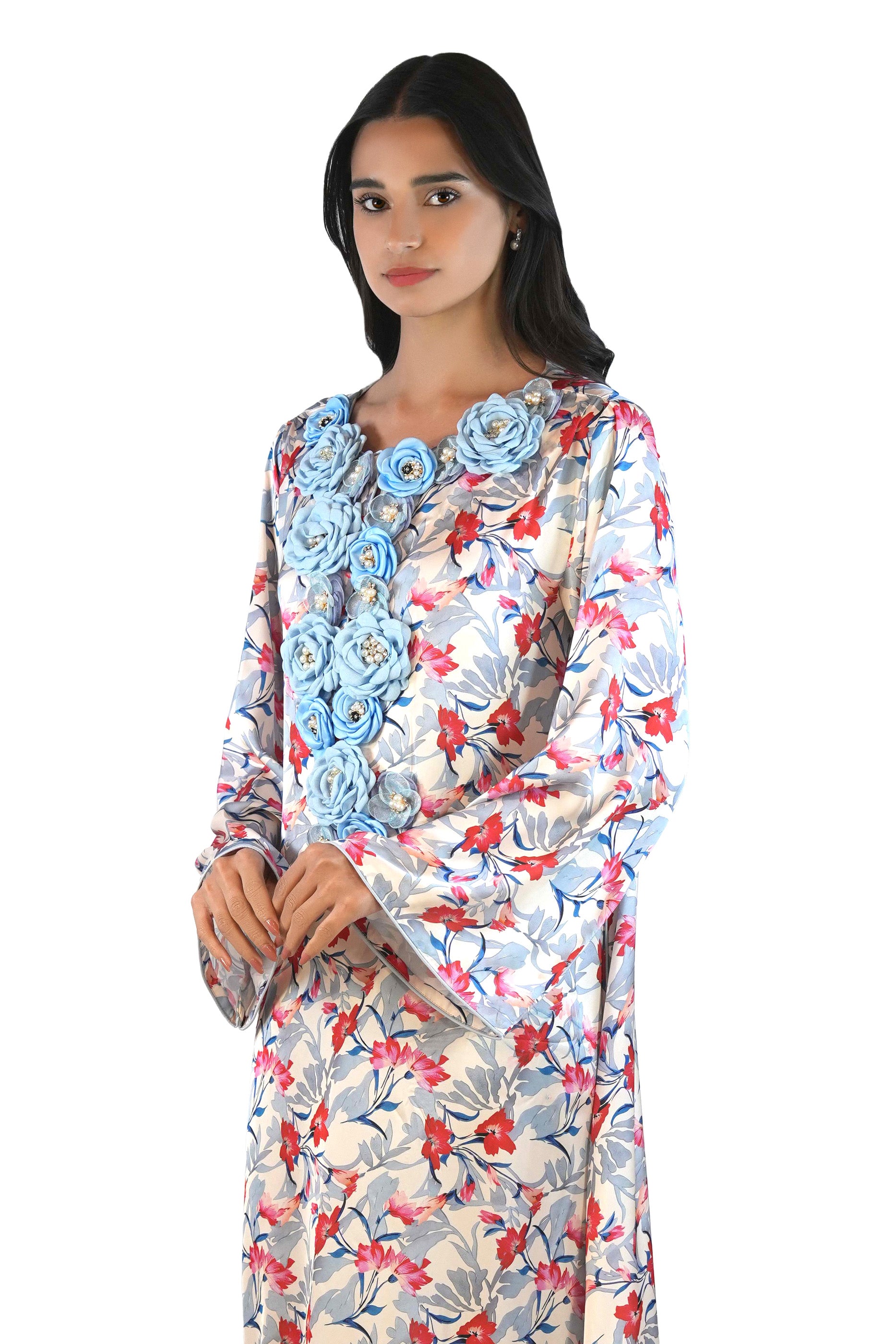 Camilia Hue - Printed Floral Kaftan Dress