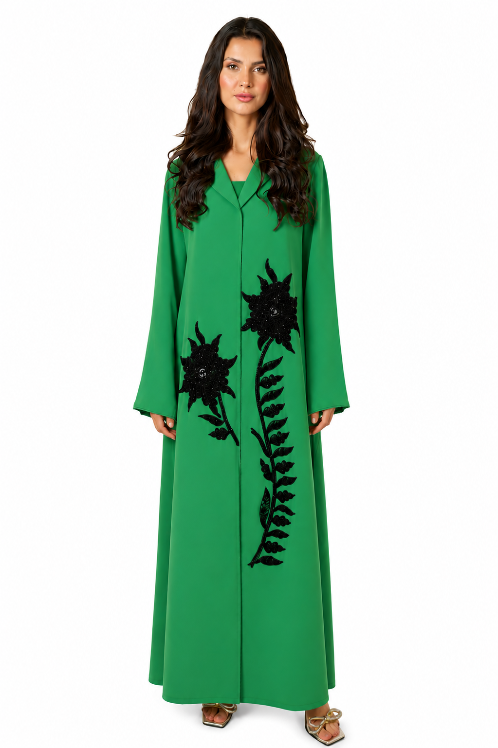 Cayra Green – Tailored Crepe Embroidered Abaya