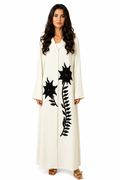 Cayra Off-White – Tailored Crepe Embroidered Abaya