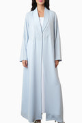 Dana Powder Blue – Soft Crepe French Lace Abaya