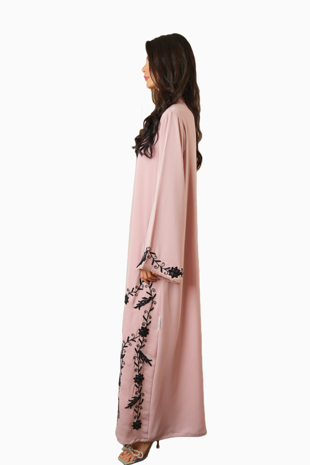 Dalia Blush – Soft Crepe Fabric with Contrast Embroidery Abaya