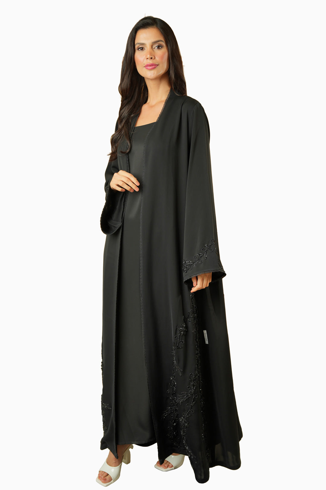Dalia Black – Soft Crepe Embroidered Abaya