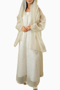 Wada Cream – Pleated Organza Abaya