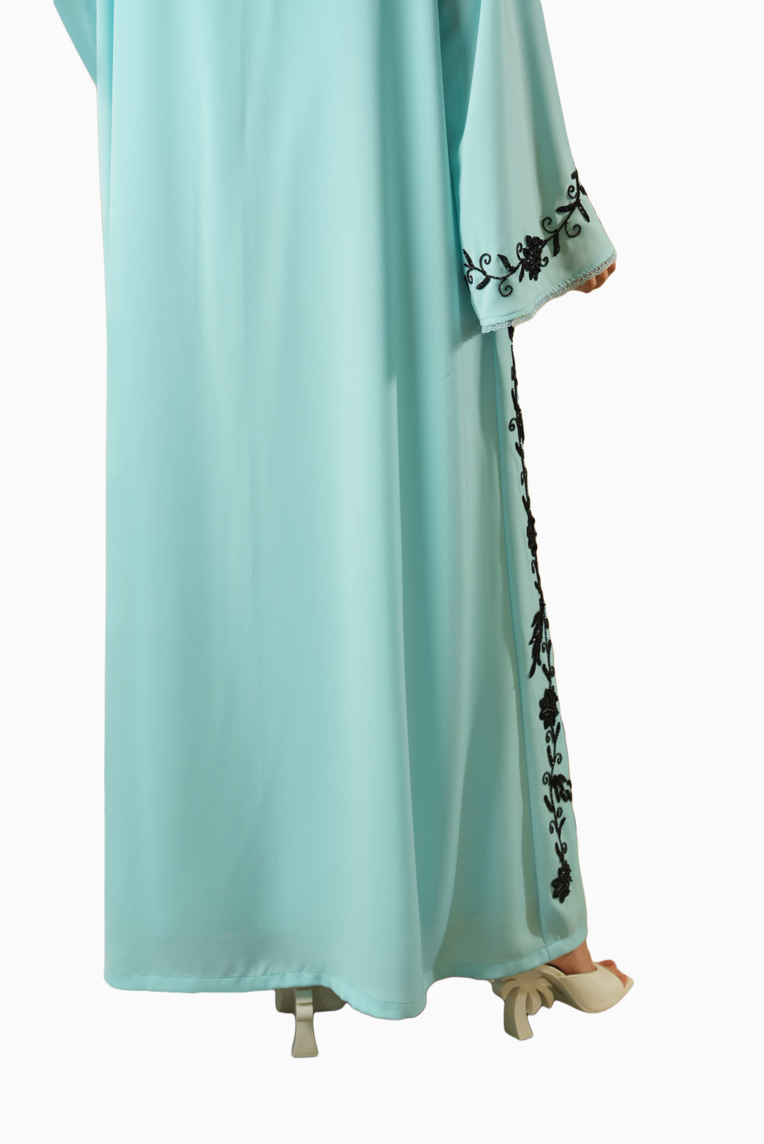 Dalia Aqua – Soft Crepe Embroidered Abaya