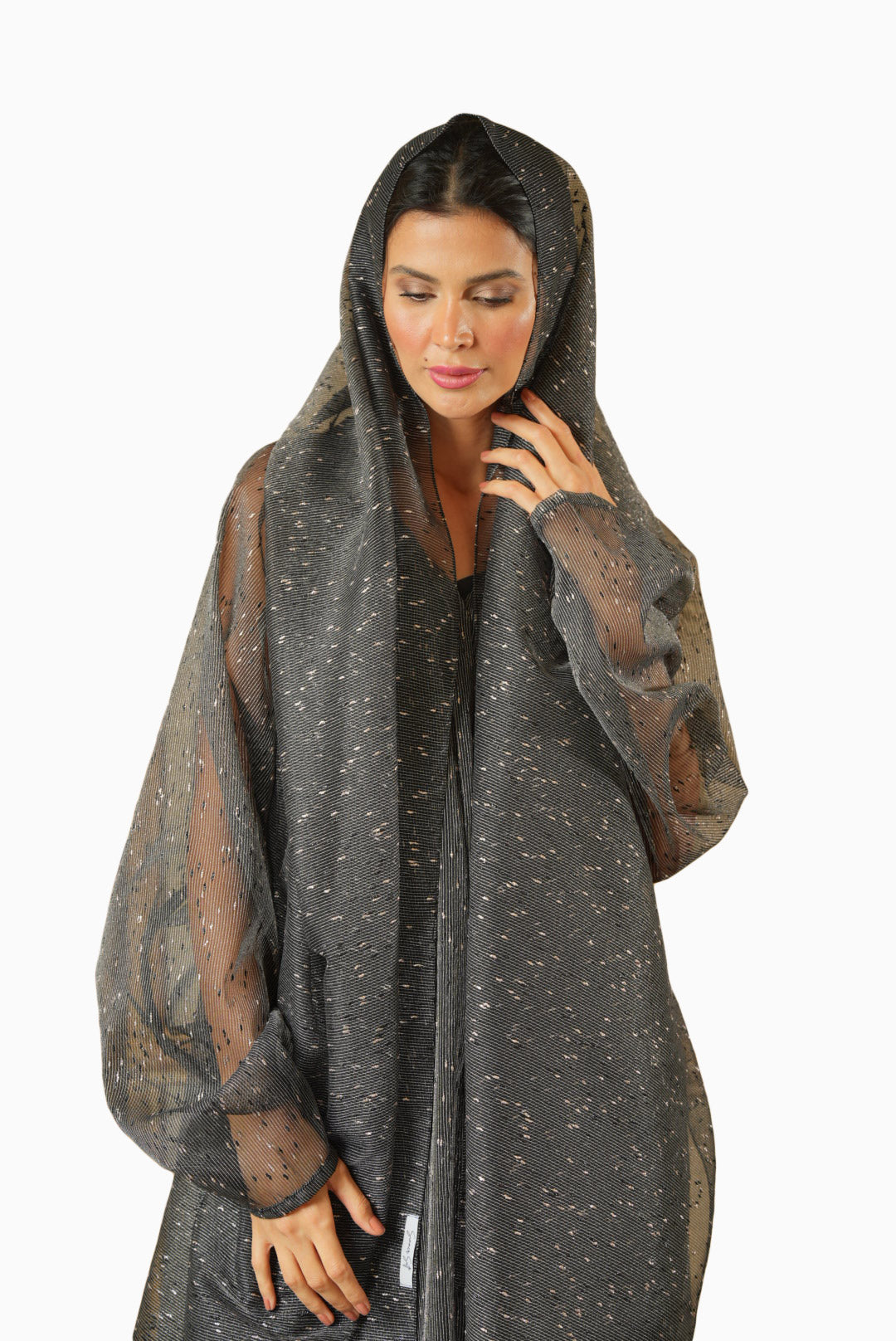 Wada Grey – Pleated Organza Abaya