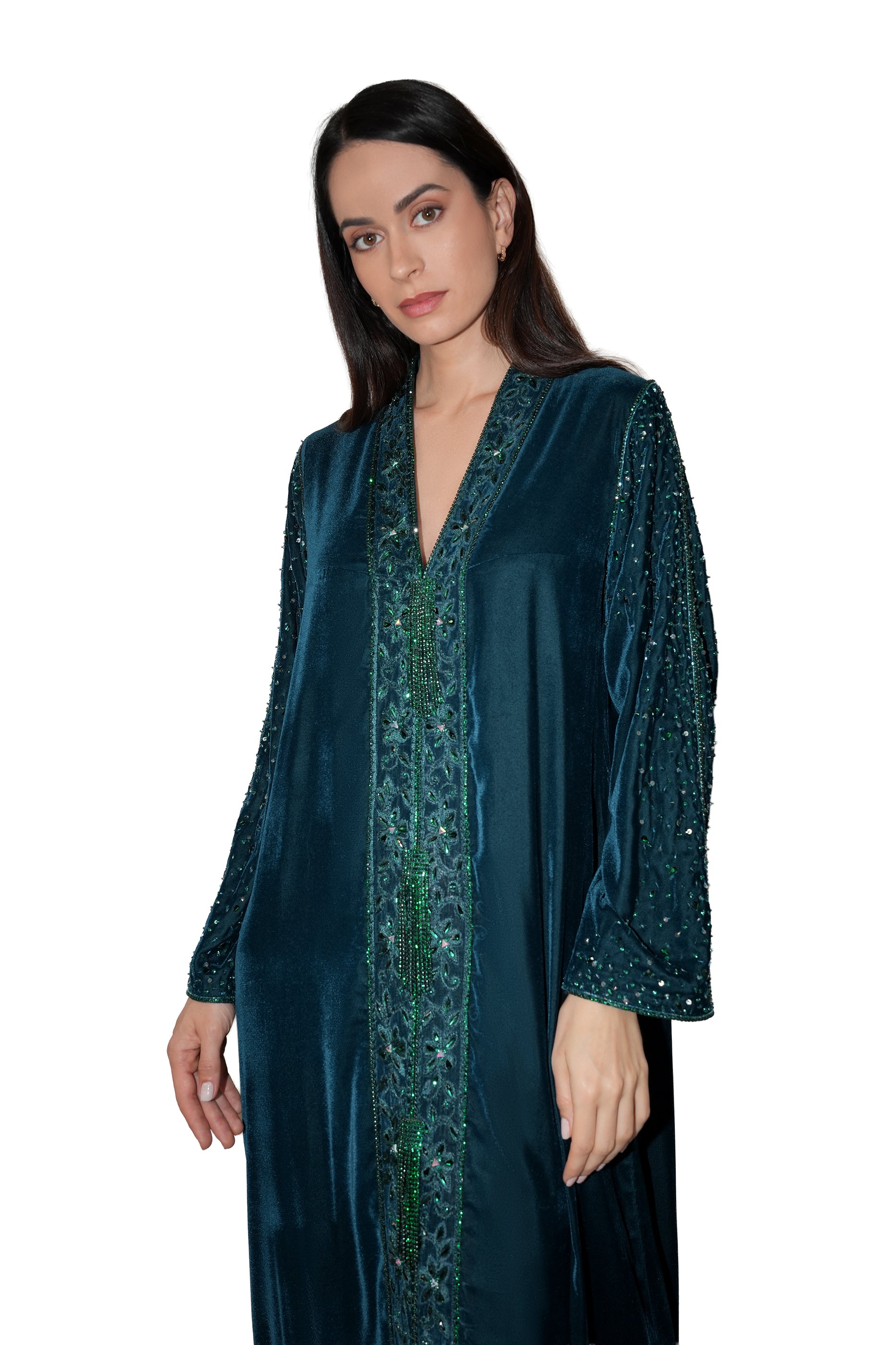 Duja Sky - Velvet Crystal Embroidery Dress