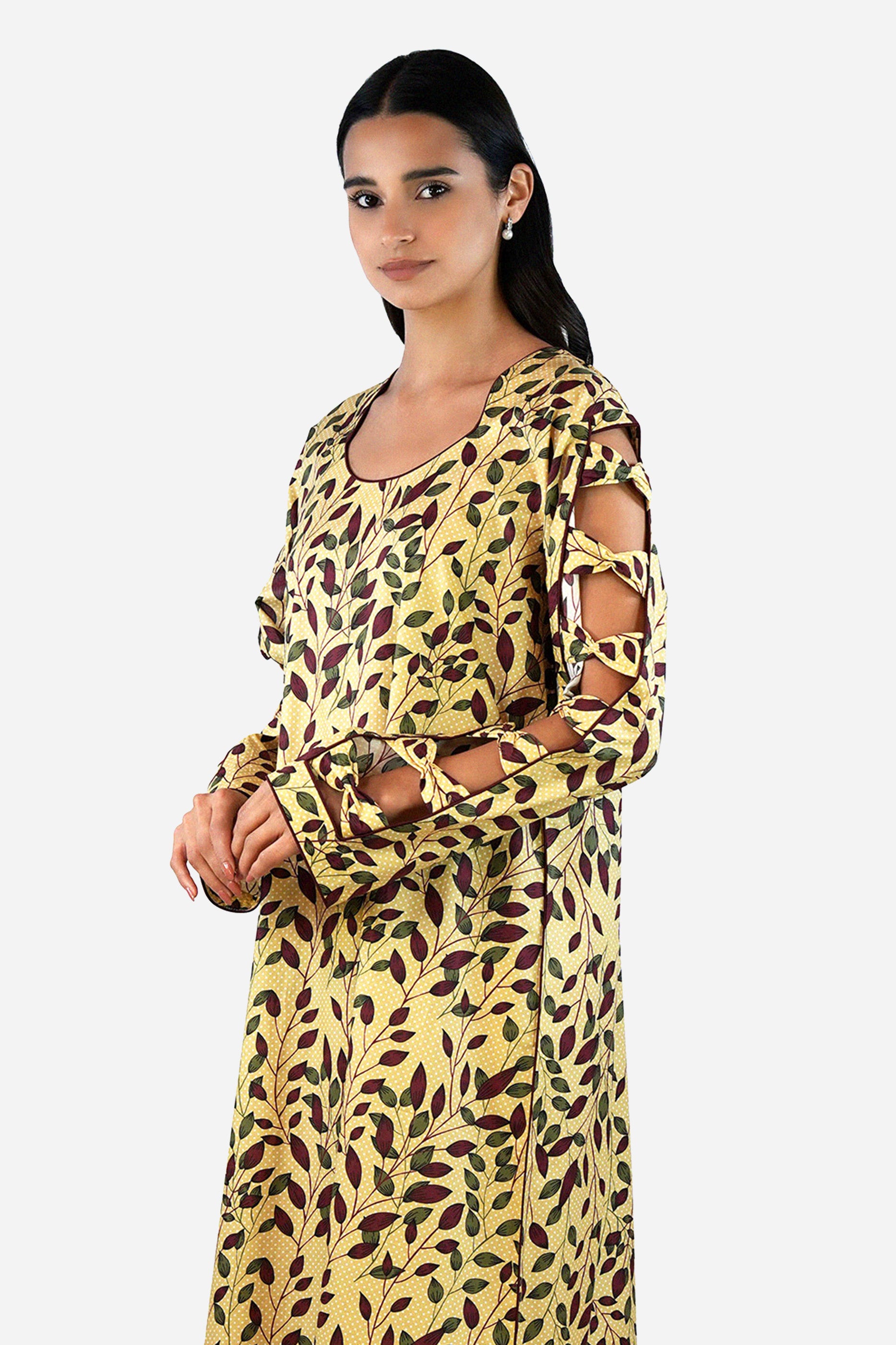 Huevana - Printed Floral Kaftan Dress