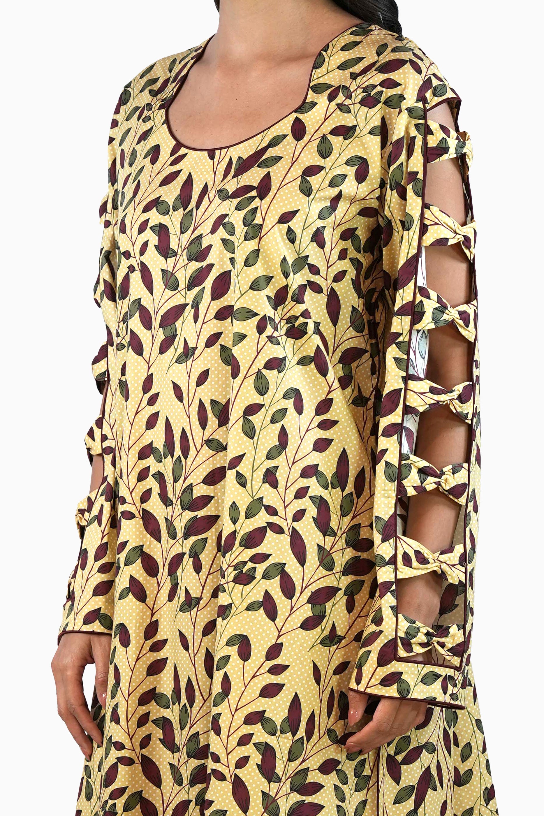 Huevana - Printed Floral Kaftan Dress