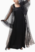 Noir Tar - Sheer Black Organza Occasion Abaya