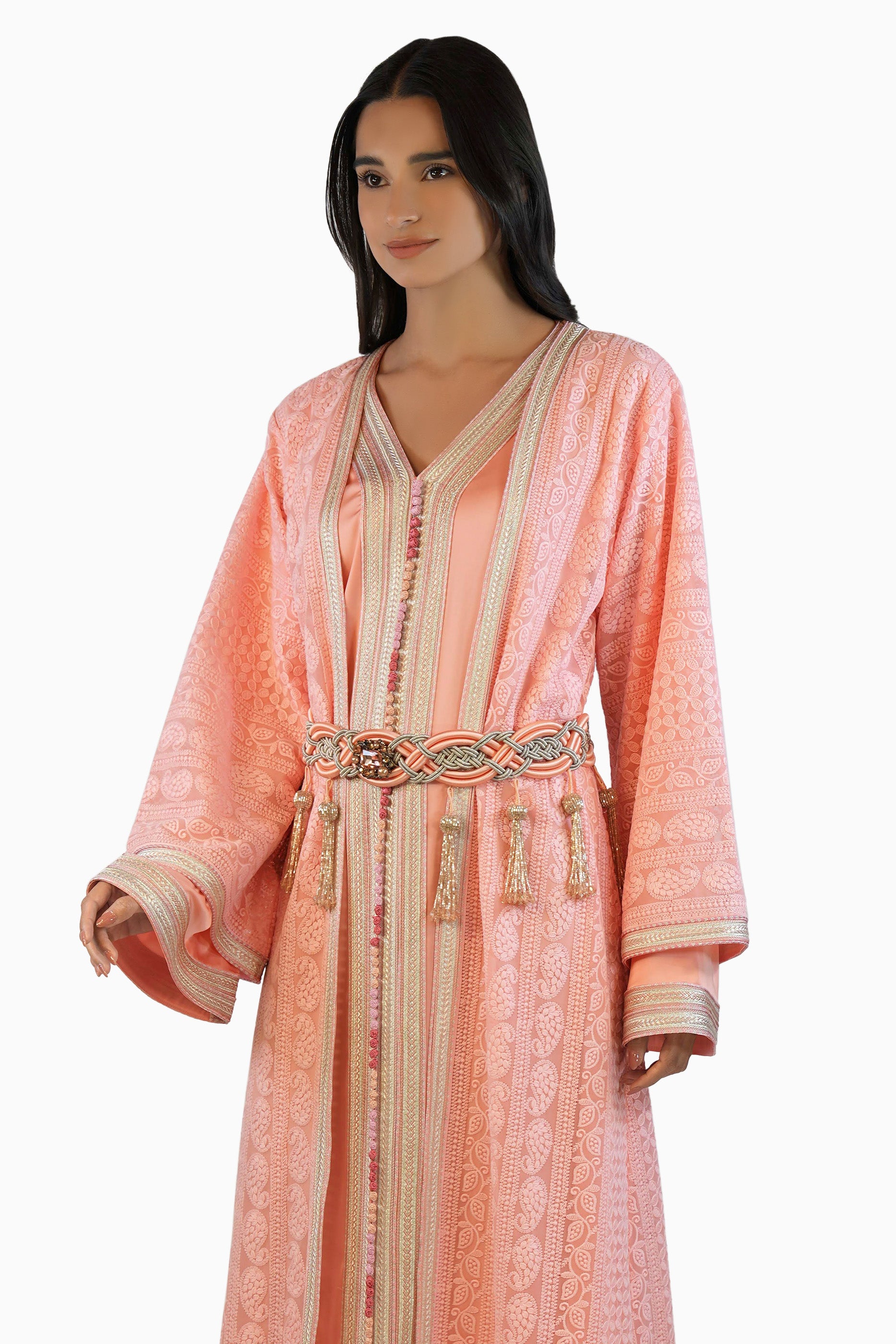 Ritaj Blush - Embellished Moroccan Inspired Kaftan Dress Set