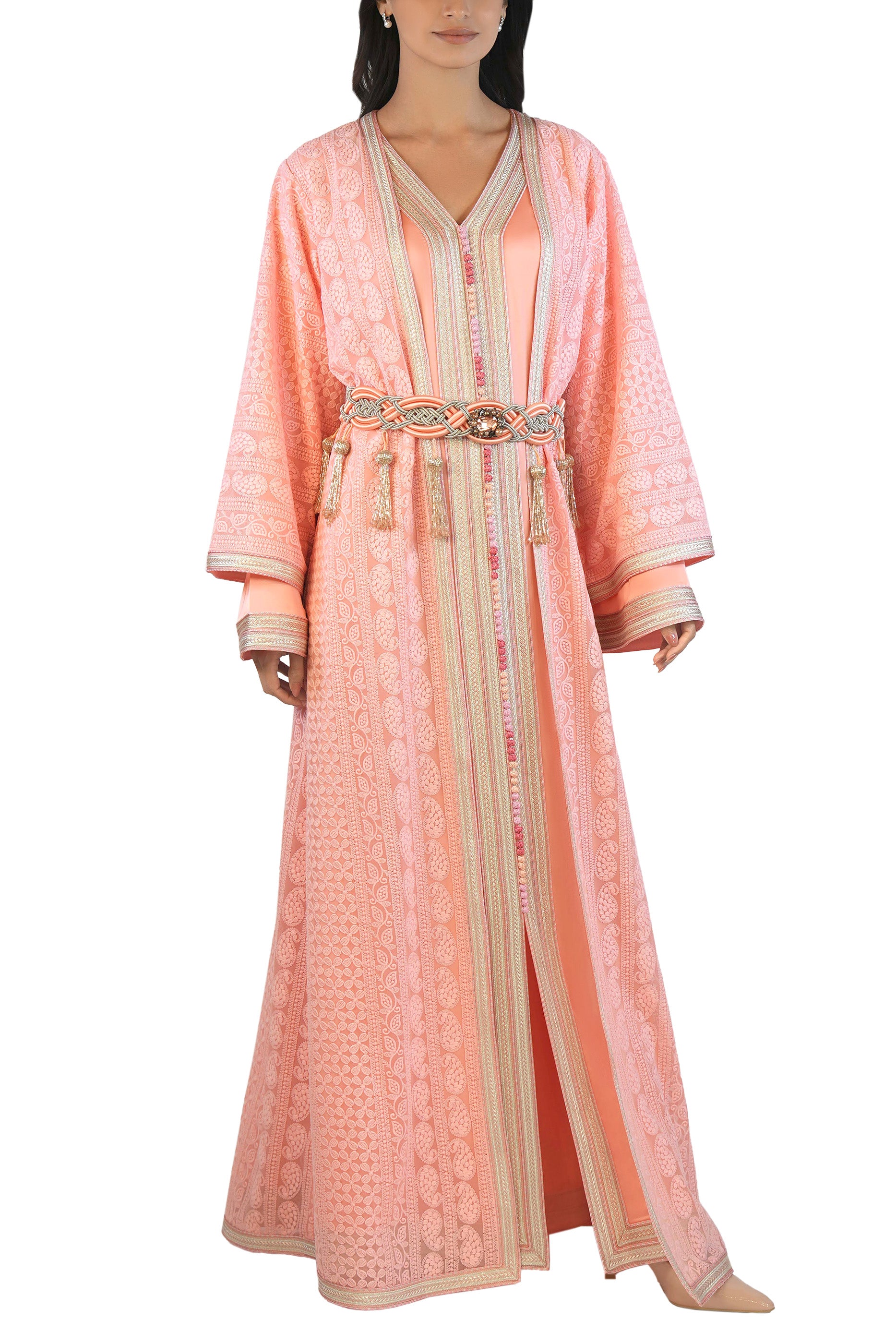 Ritaj Blush - Embellished Moroccan Inspired Kaftan Dress Set