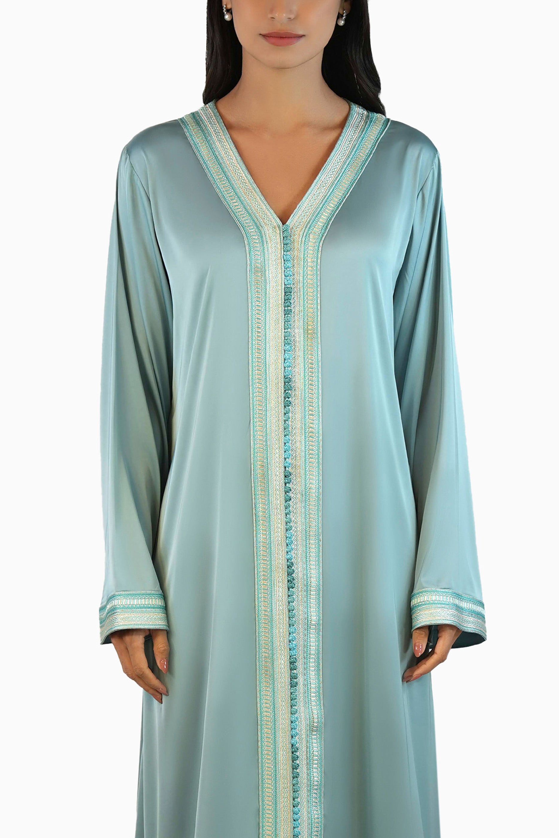 Ritaj Mint - Embellished Moroccan Inspired Kaftan Dress Set