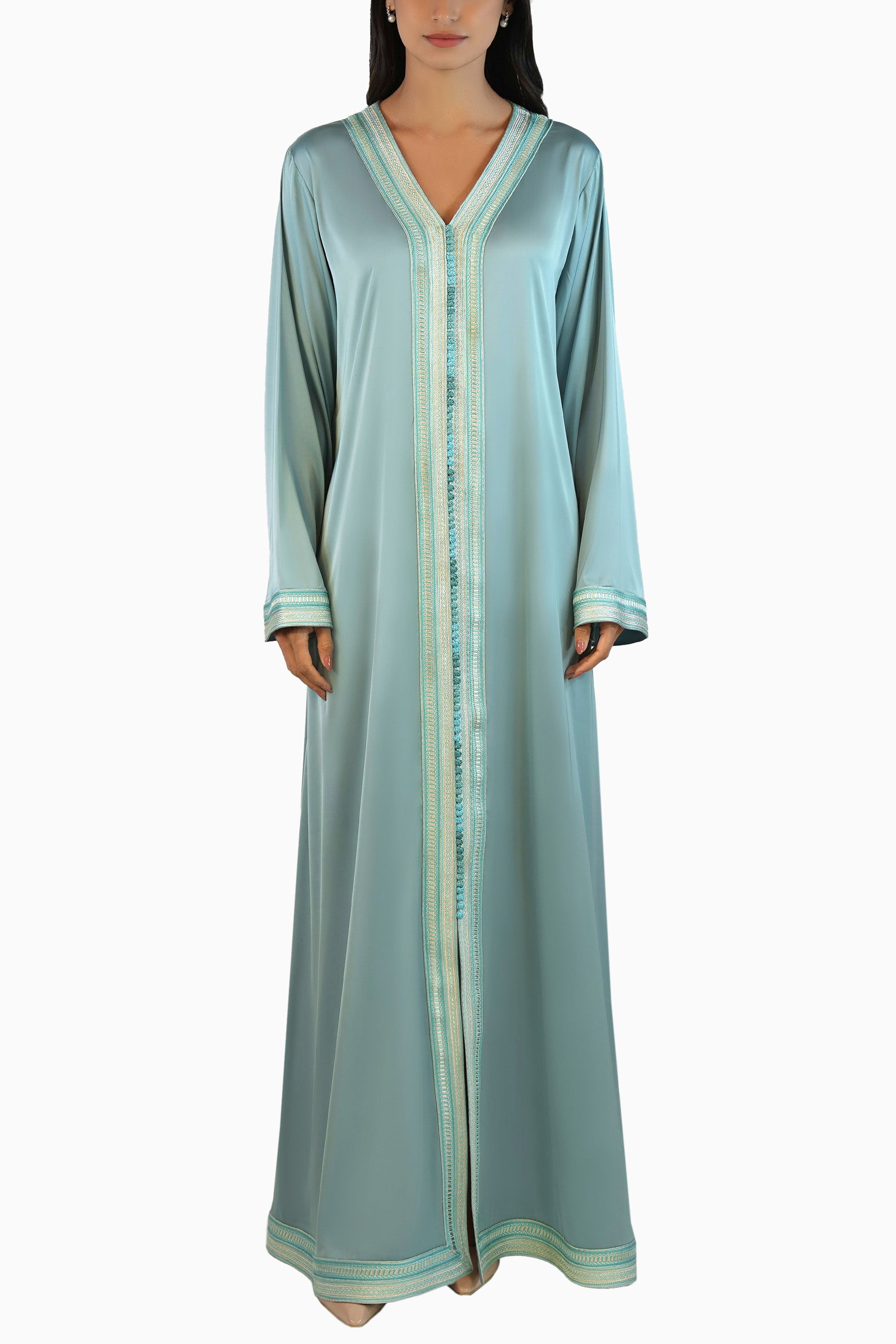 Ritaj Mint - Embellished Moroccan Inspired Kaftan Dress Set