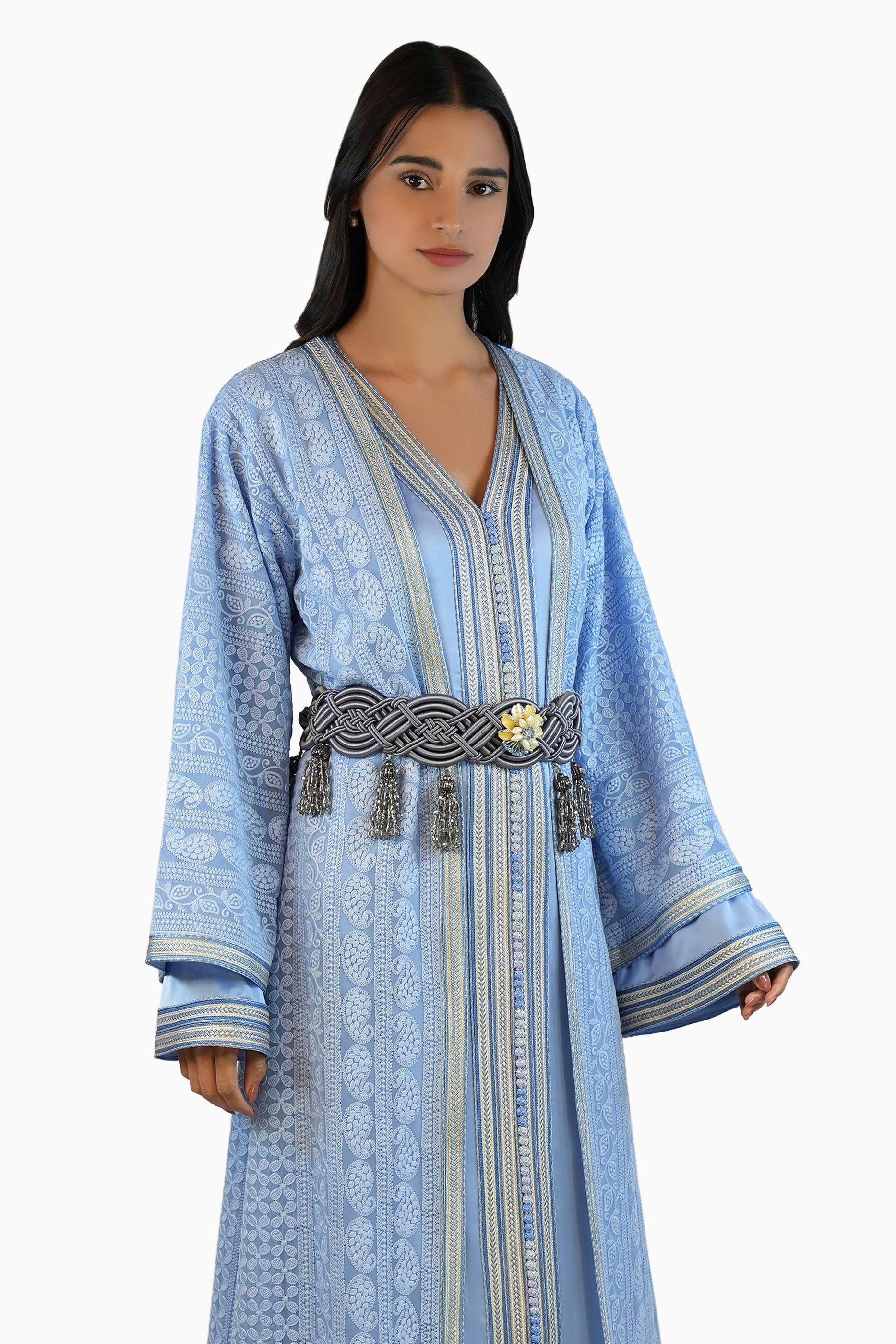 Ritaj Sky - Embellished Moroccan Inspired Kaftan Dress Set