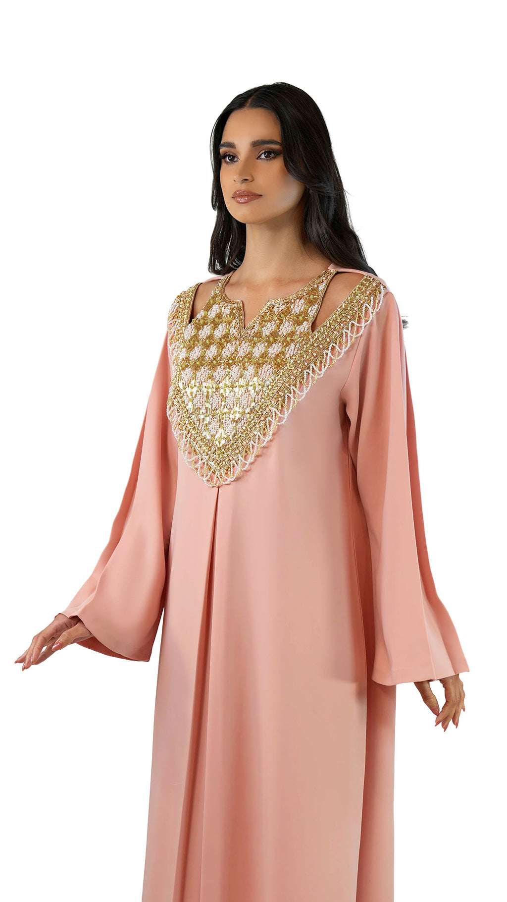 Salam Peach- Embroidered Modern Kaftan
