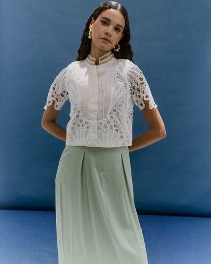 Pion Mint Skirt in Silk