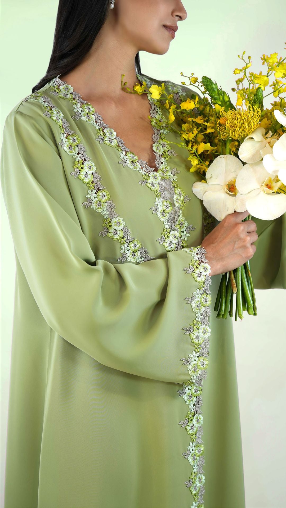 Sabah Olive Abaya Set