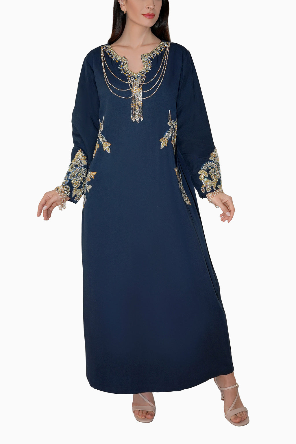 Azalea Sky - Embroidered Floral Kaftan Dress