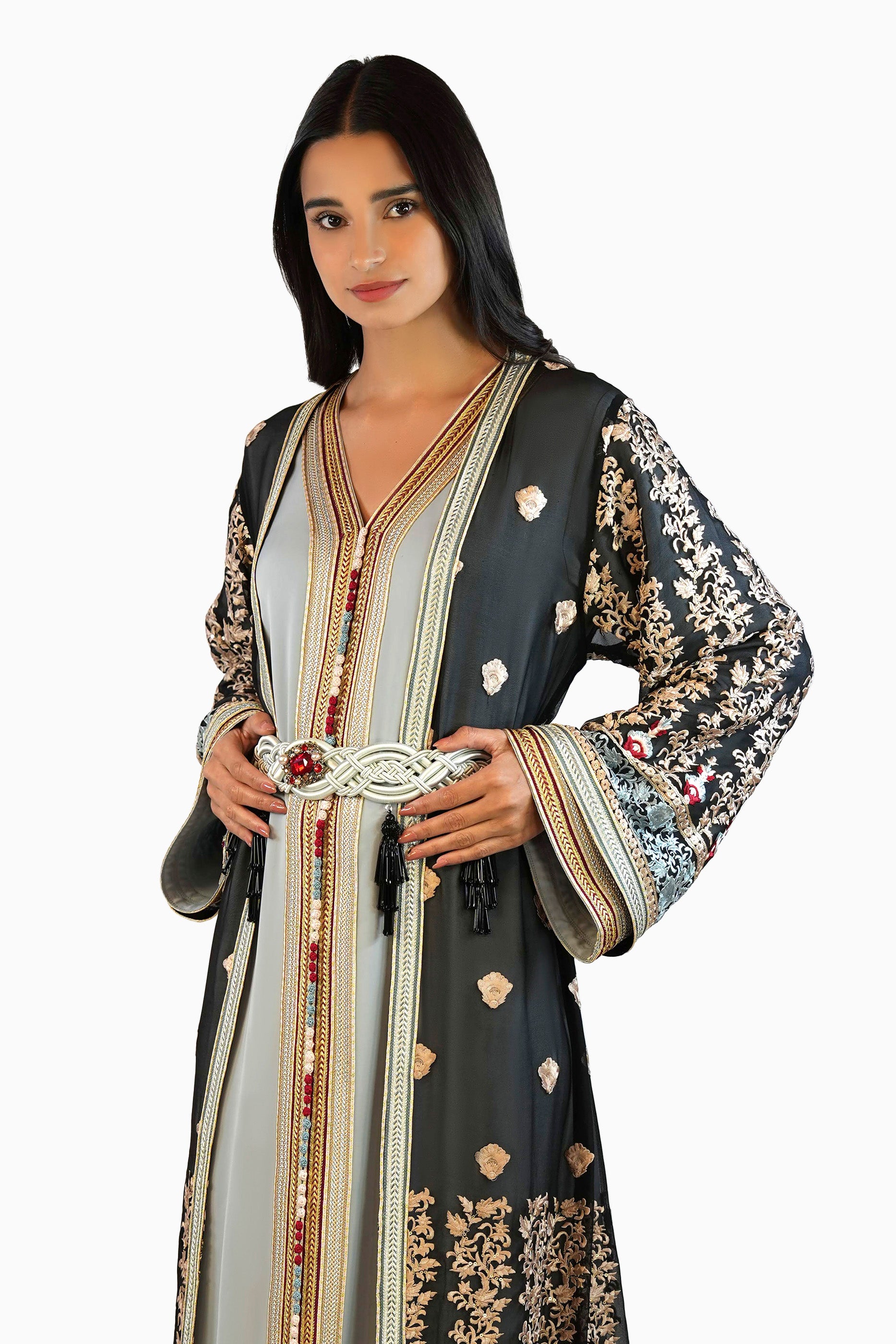Aziza - Embellished Moroccan Inspired Kaftan Dress Set