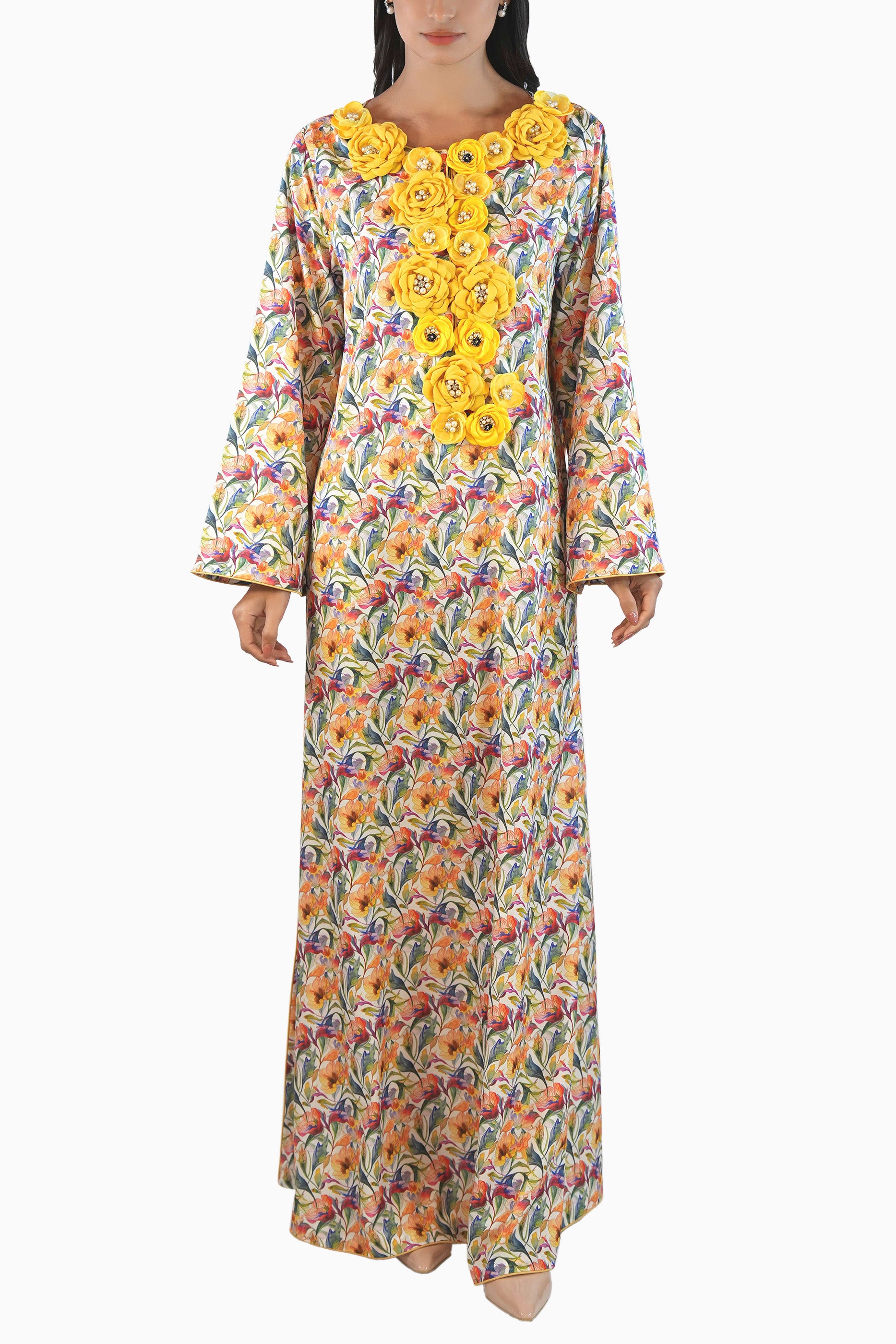 Camilia Glow - Printed Floral Kaftan Dress