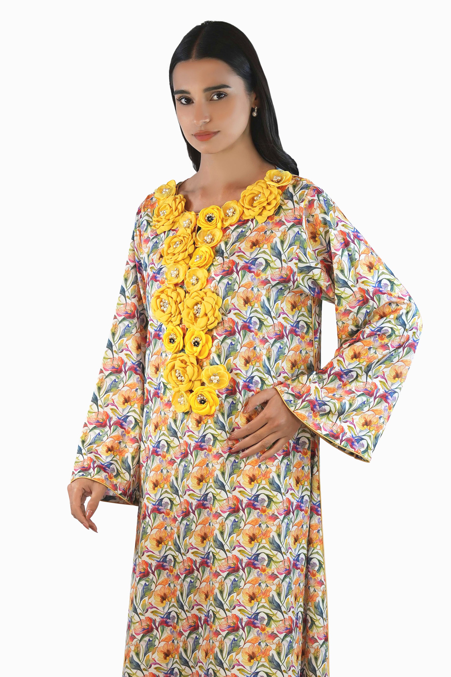 Camilia Glow - Printed Floral Kaftan Dress