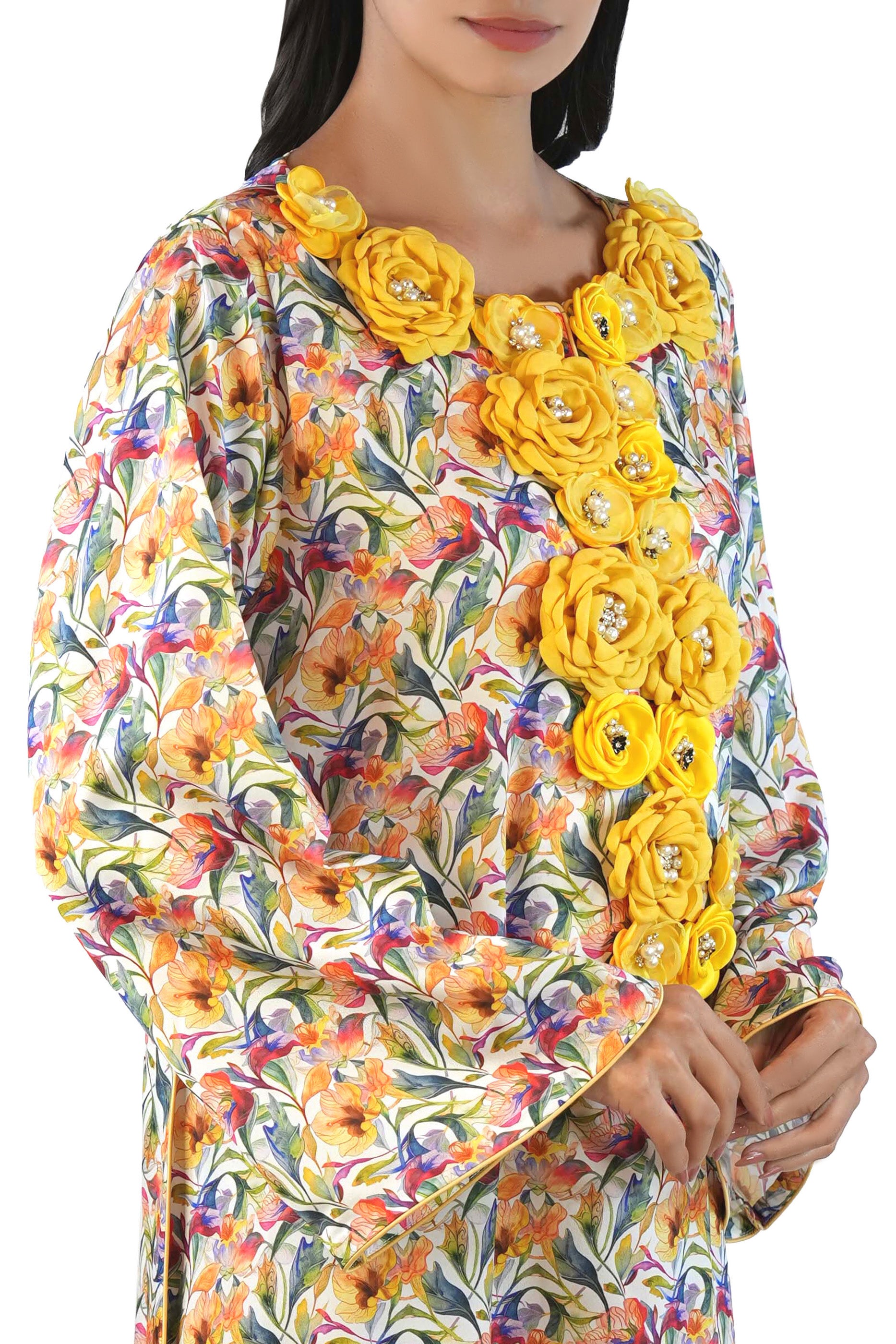 Camilia Glow - Printed Floral Kaftan Dress