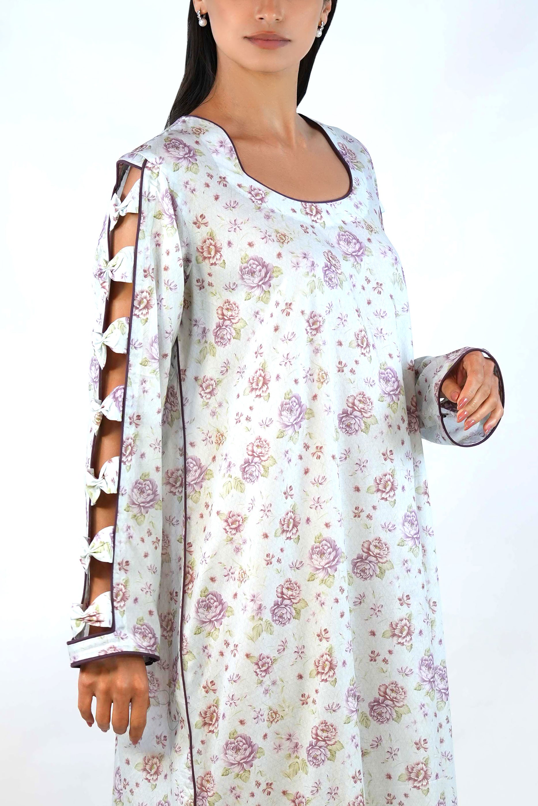 Tinty - Printed Floral Kaftan Dress