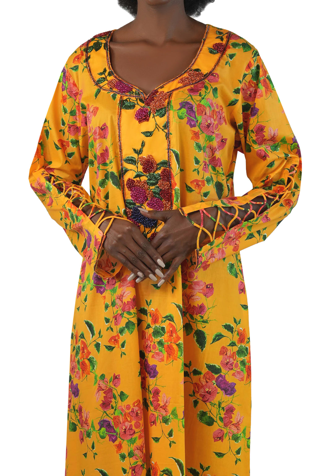Flo Rosy - Printed Floral Kaftan Dress